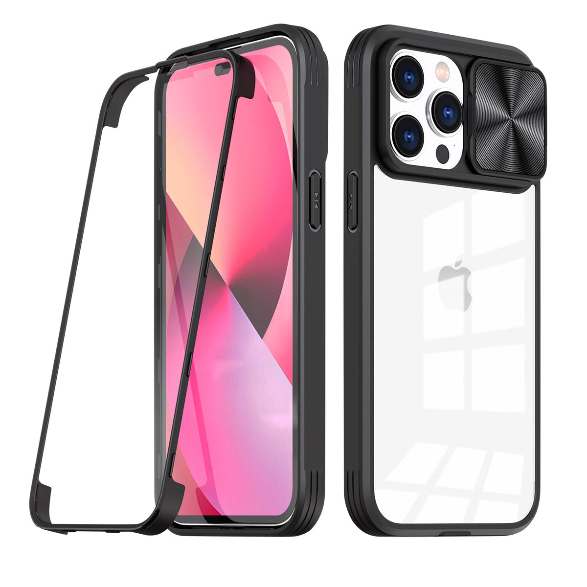 iPhone 14 Pro Compatible Full Protection With Mobile Phone Protective Film Slide Camera Lens Phone Case For iPhone 14 Pro In Black - Crystal Clear Protection by