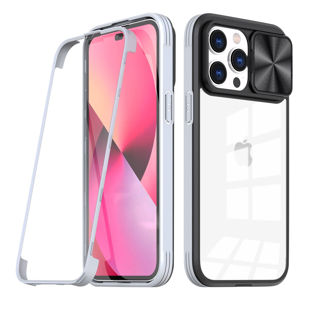 iPhone 14 Pro Compatible Full Protection With Mobile Phone Protective Film Slide Camera Lens Phone Case For iPhone 14 Pro In Gray - Crystal Clear Protection by