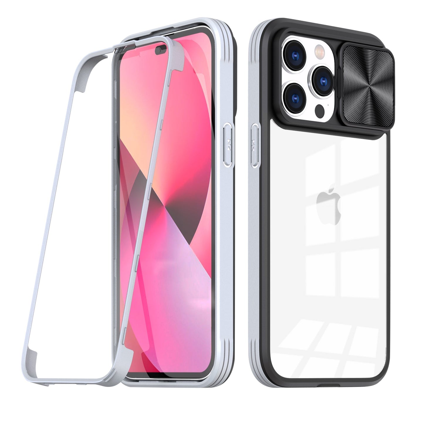 iPhone 14 Pro Compatible Full Protection With Mobile Phone Protective Film Slide Camera Lens Phone Case For iPhone 14 Pro In Gray - Crystal Clear Protection by