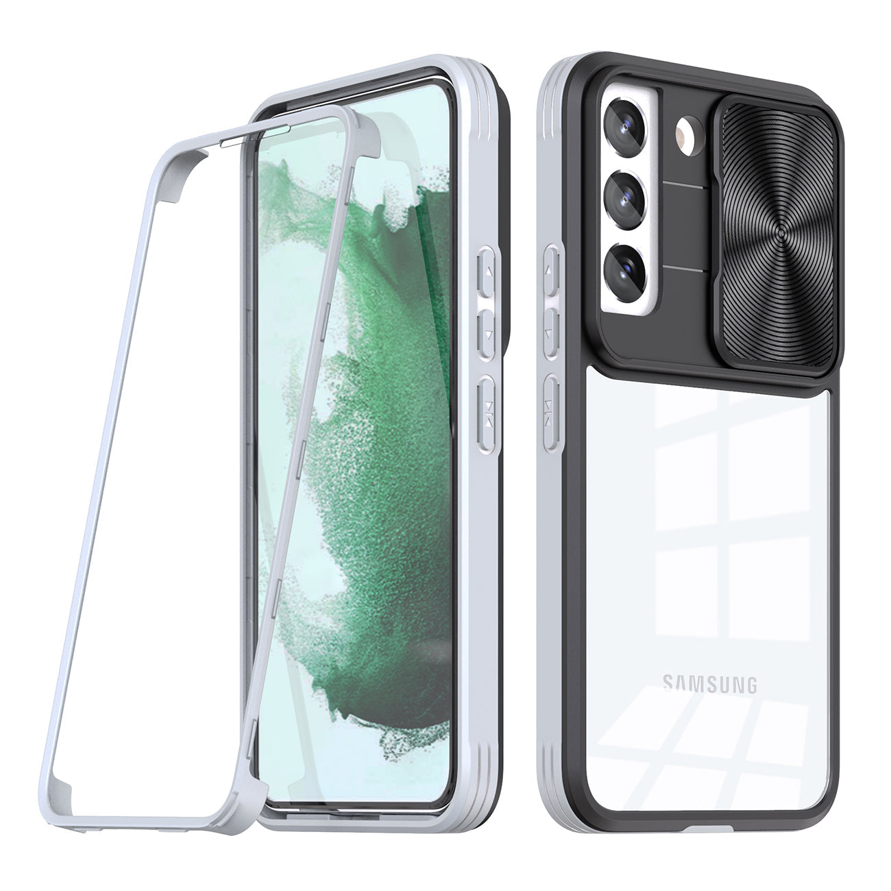 Full Protection With Mobile Phone Protective Film Slide Camera Lens Phone Case For Samsung Galaxy S 22 In Gray - Heavy Duty & Reliable