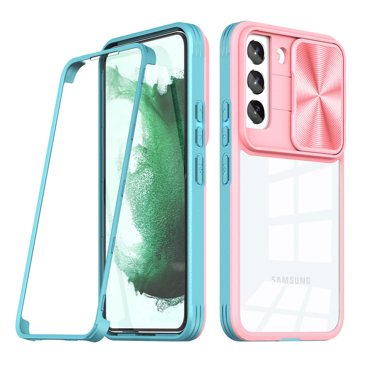 Full Protection With Mobile Phone Protective Film Slide Camera Lens Phone Case For Samsung Galaxy S 22 Plus In Pink - Shockproof & Reliable