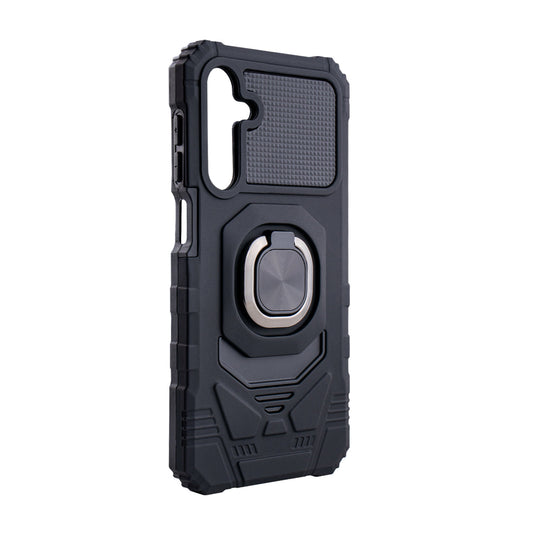 Kickstand Ring Holder TPU Shockproof Case for Samsung Galaxy A25 in Black - Heavy Duty & Reliable