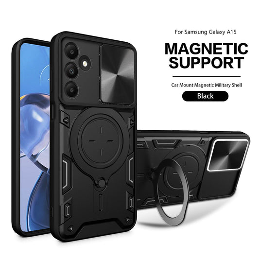 TPU PC Shockproof Magnetic Phone Case For Samsung Galaxy A15 in Black - Ultra-Slim & Reliable