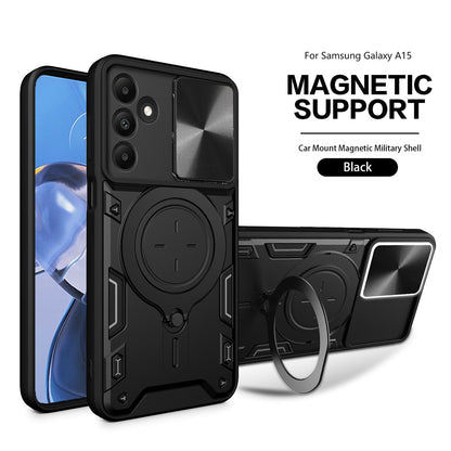 TPU PC Shockproof Magnetic Phone Case For Samsung Galaxy A15 in Black - Ultra-Slim & Reliable
