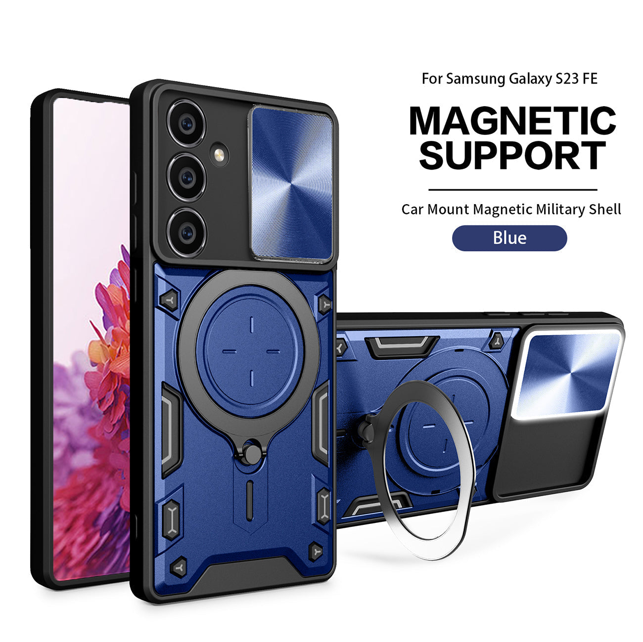 TPU PC Shockproof Magnetic Phone Case for Samsung Galaxy S23 FE in Blue - Premium & Reliable