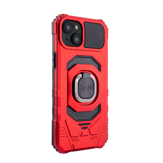 iPhone 15 PLUS Compatible Kickstand Ring Holder TPU Shockproof Case for iPhone 15 PLUS in Red - Crystal Clear Protection by