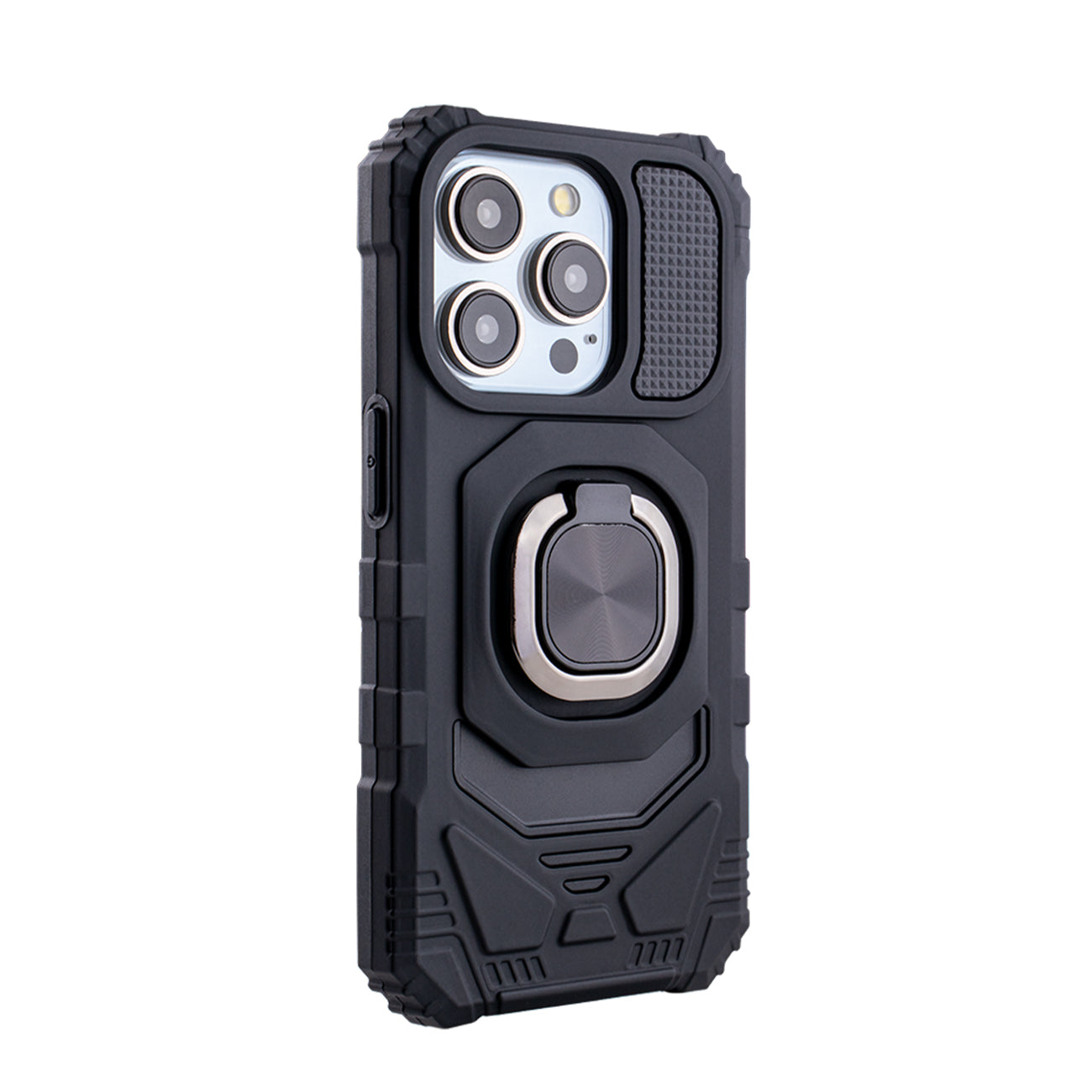 iPhone 15 Compatible Kickstand Ring Holder TPU Shockproof Case for iPhone 15 PRO in Black - Shockproof Protection by
