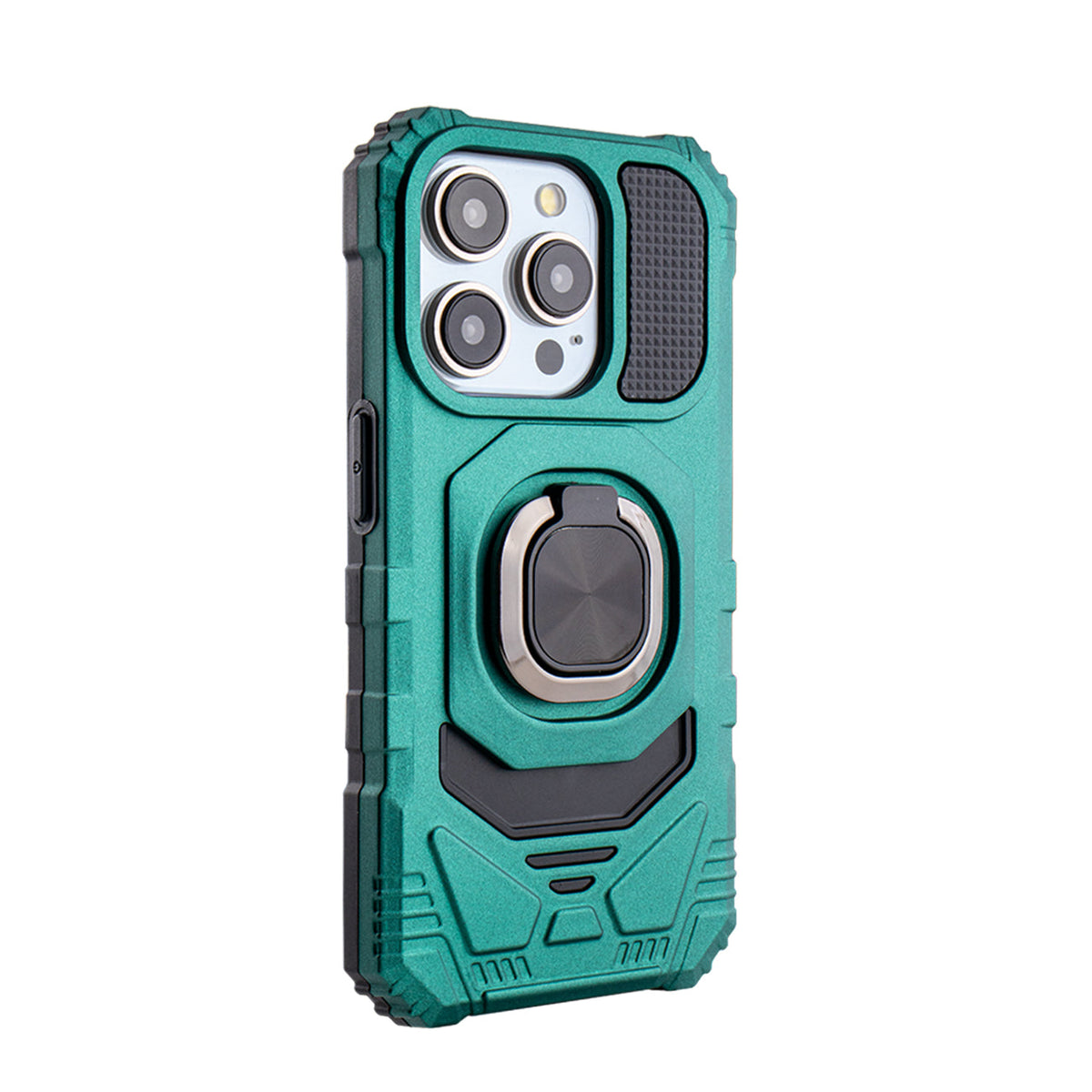iPhone 15 PRO Compatible Kickstand Ring Holder TPU Shockproof Case for iPhone 15 PRO in Green - Ultra-Slim Protection by