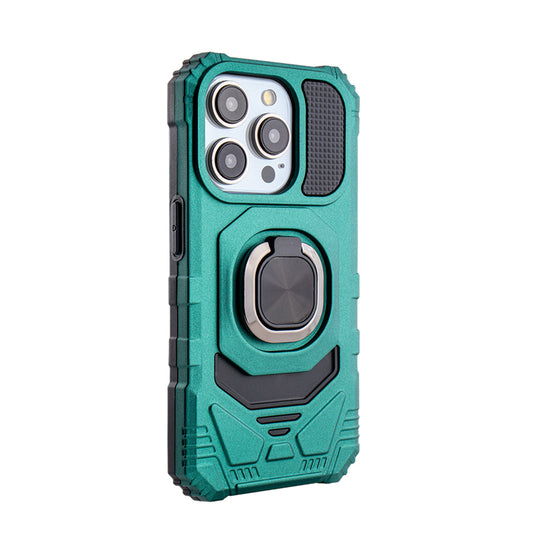 iPhone 15 PRO Compatible Kickstand Ring Holder TPU Shockproof Case for iPhone 15 PRO in Green - Ultra-Slim Protection by