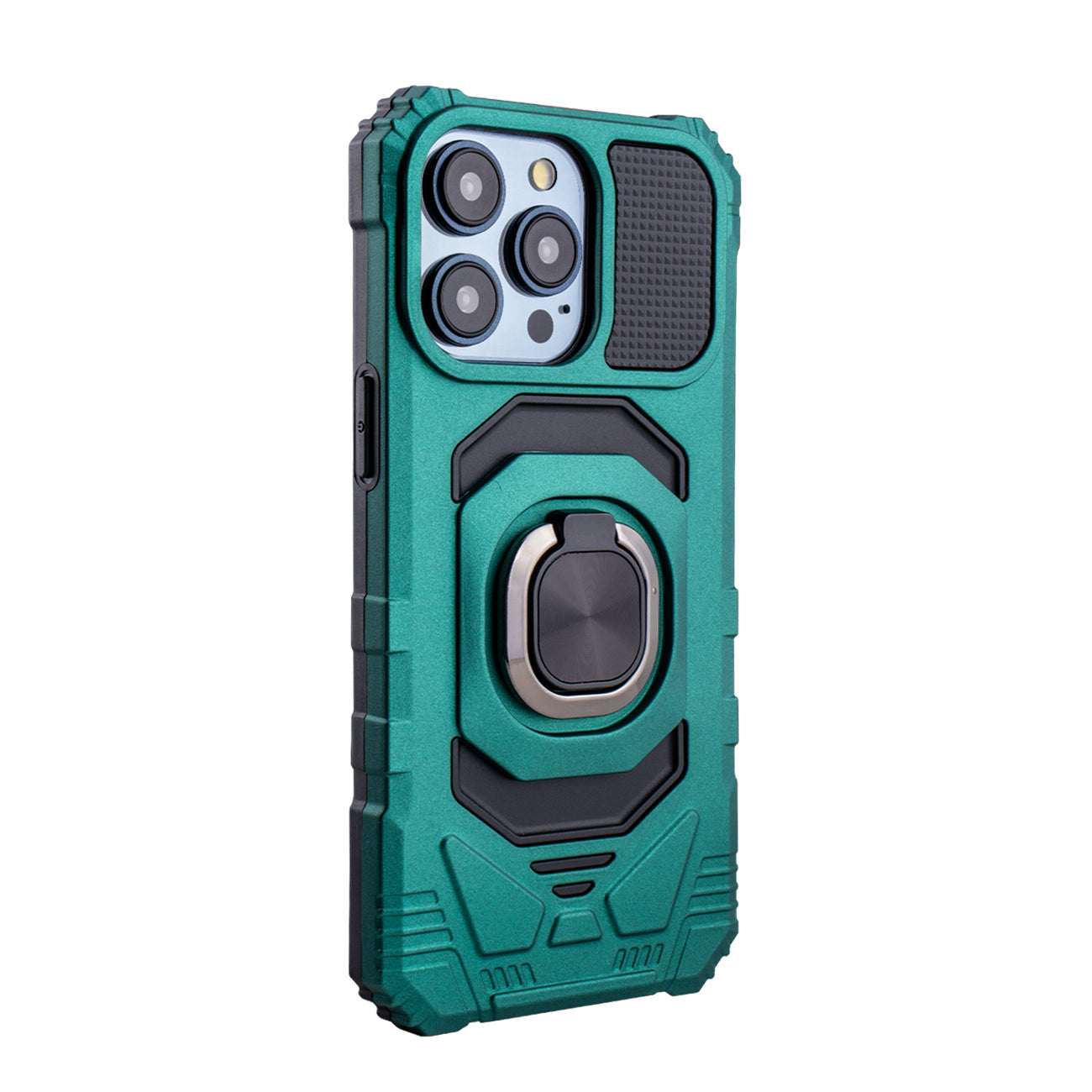 iPhone 15 Compatible Kickstand Ring Holder TPU Shockproof Case for iPhone 15 PRO MAX in GREEN - Crystal Clear Protection by