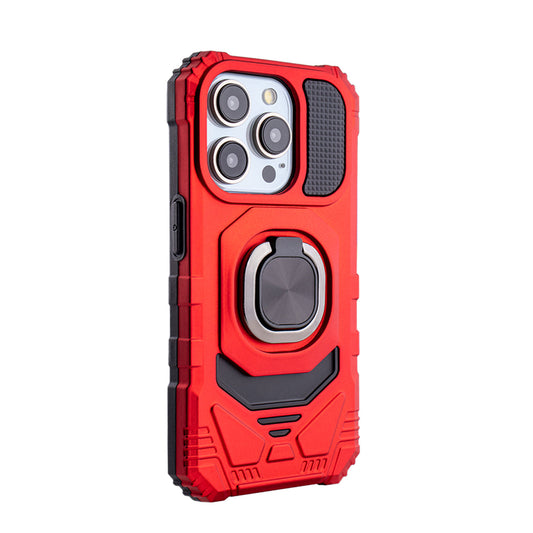 iPhone 15 PRO Compatible Kickstand Ring Holder TPU Shockproof Case for iPhone 15 PRO in Red - Shockproof Protection by