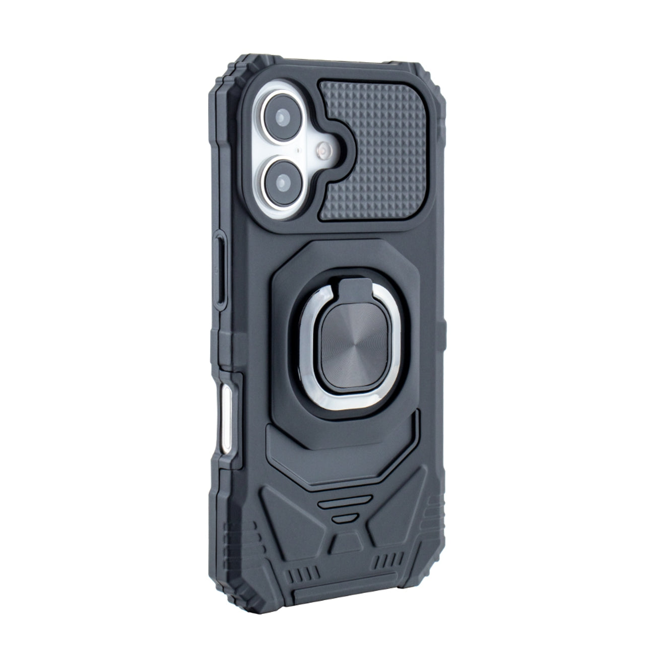 IPHONE 16 Compatible Kickstand Ring Holder TPU Shockproof Case for IPHONE 16 in Black - Premium Protection by