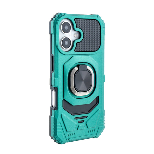 IPHONE 16 Compatible Kickstand Ring Holder TPU Shockproof Case for IPHONE 16 in Green - Ultra-Slim Protection by