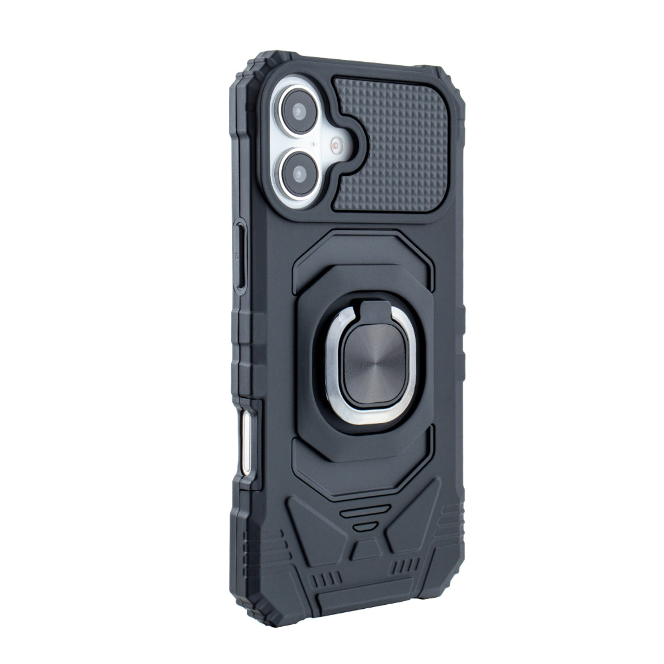 IPHONE 16 PLUS Compatible Kickstand Ring Holder TPU Shockproof Case for IPHONE 16 PLUS in Black - Shockproof Protection by