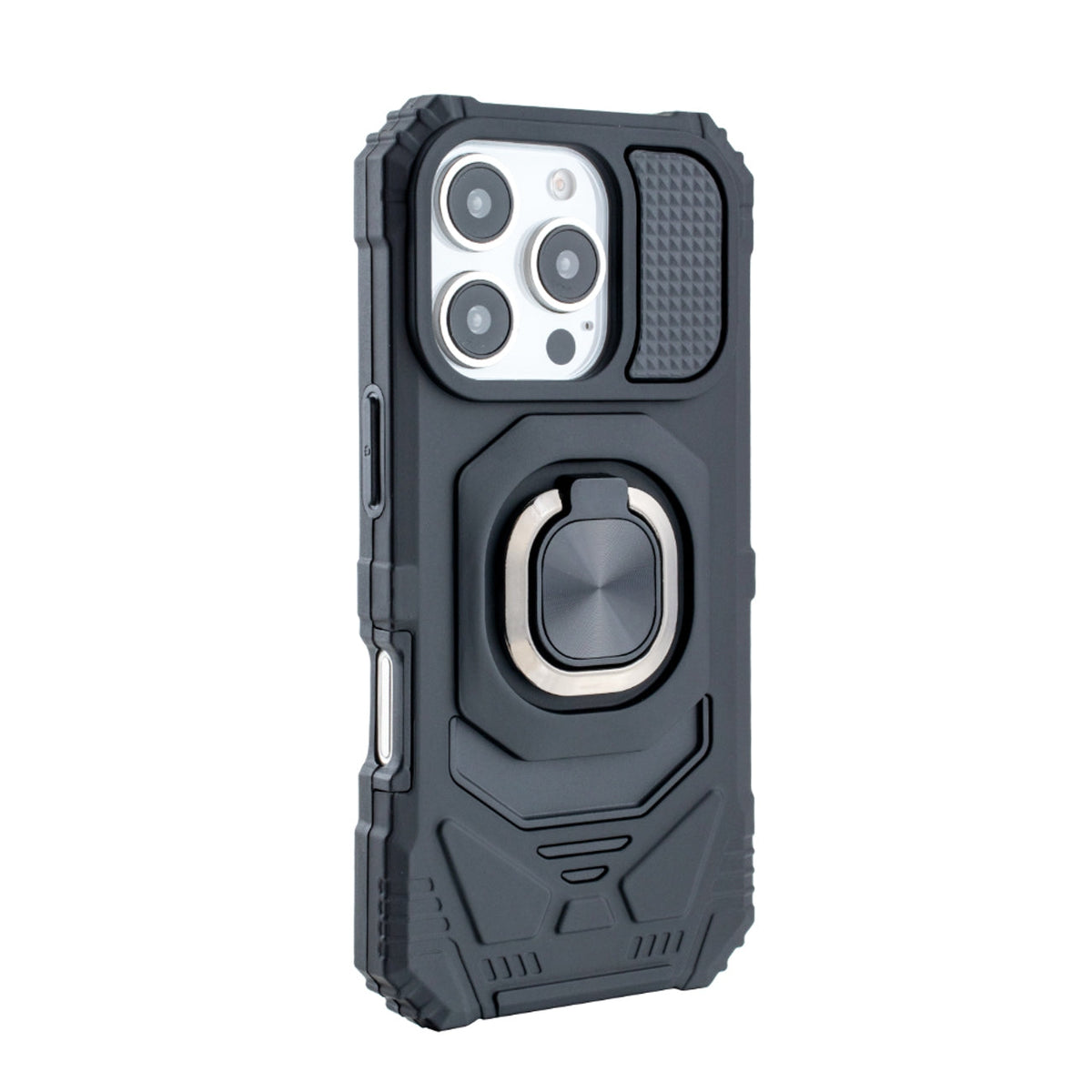 iPhone 16 Compatible Kickstand Ring Holder TPU Shockproof Case for iPhone 16 PRO in Black - Ultra-Slim Protection by