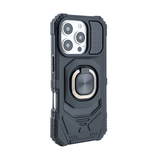 iPhone 16 Compatible Kickstand Ring Holder TPU Shockproof Case for iPhone 16 PRO in Black - Ultra-Slim Protection by