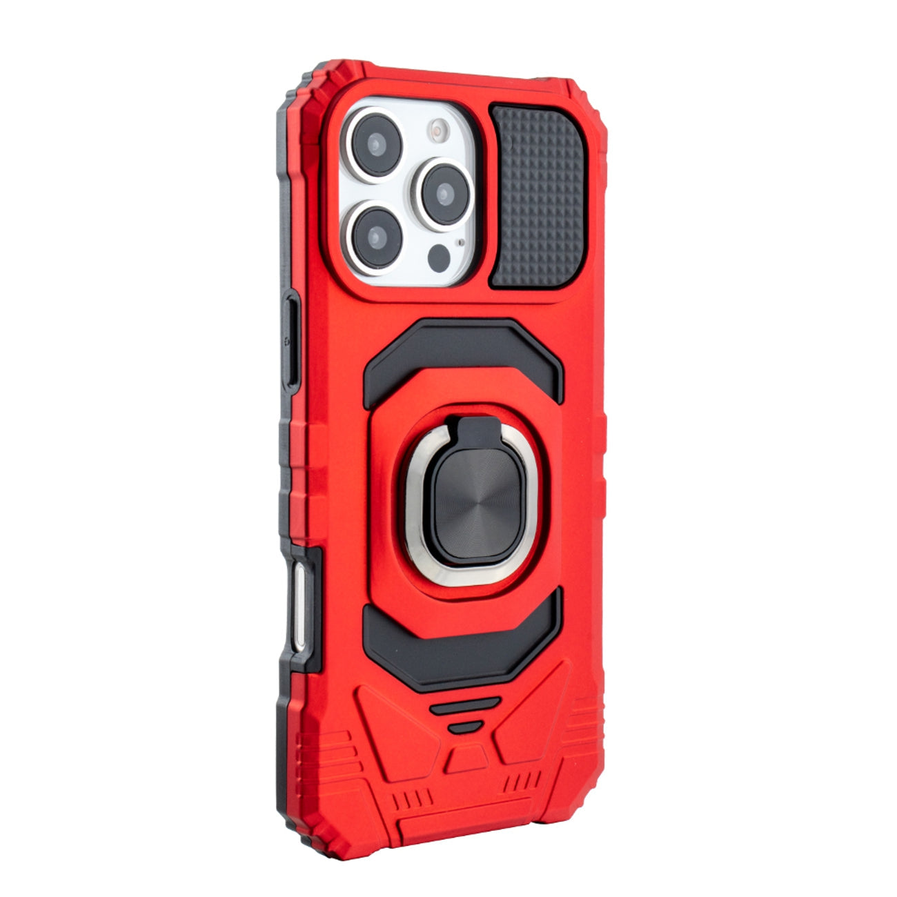iPhone 16 Compatible Kickstand Ring Holder TPU Shockproof Case for iPhone 16 PRO MAX in RED - Crystal Clear Protection by