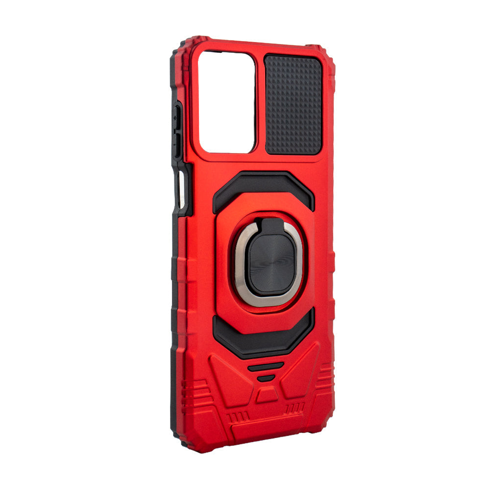 Kickstand Ring Holder TPU Shockproof Case for Motorola Moto G PLAY 5G (2024) in RED - Durable & Reliable
