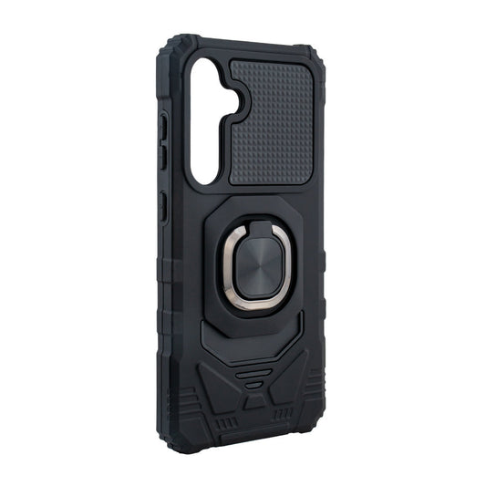 Kickstand Ring Holder TPU Shockproof Case for Samsung Galaxy S24 FE in Black - Durable & Reliable