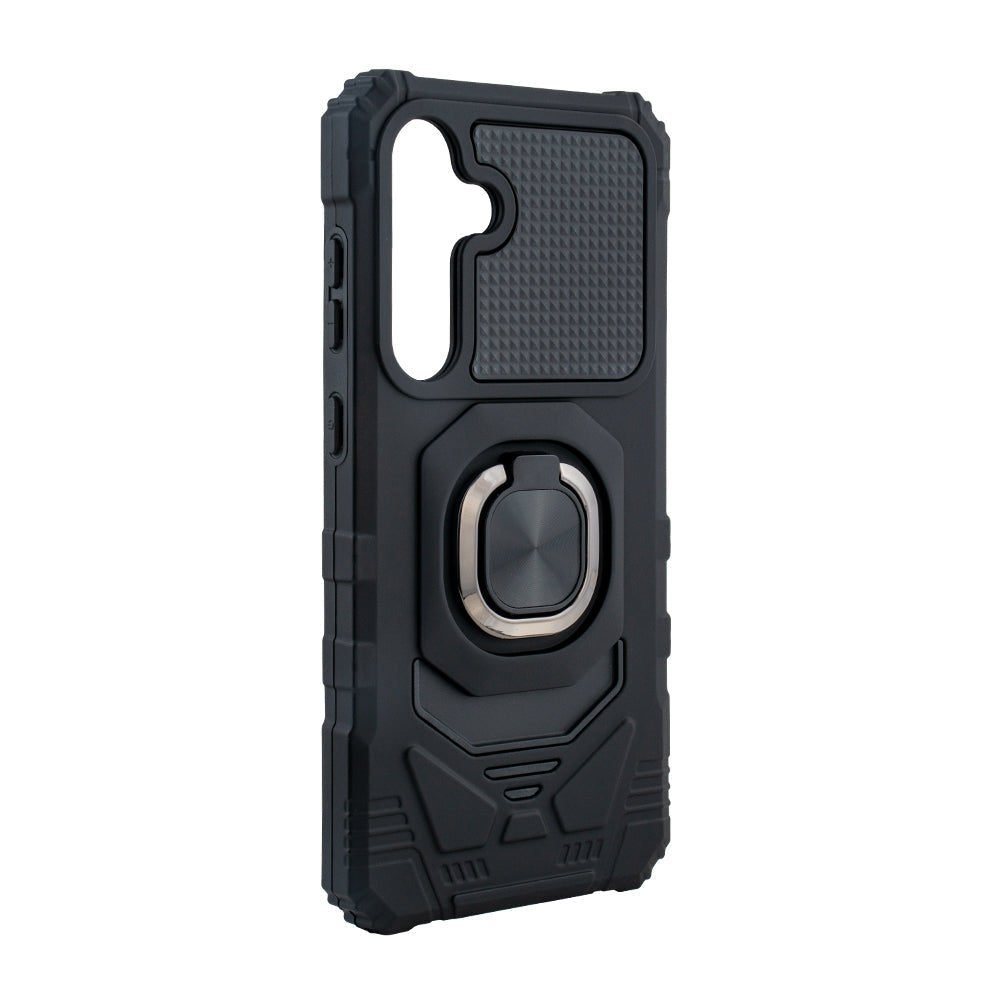 Kickstand Ring Holder TPU Shockproof Case for Samsung Galaxy S24 FE in Black - Durable & Reliable