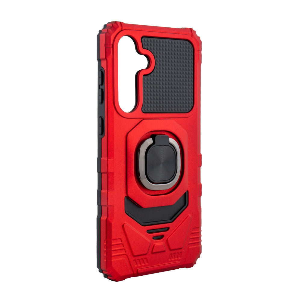 Kickstand Ring Holder TPU Shockproof Case for Samsung Galaxy S24 FE in RED - Ultra-Slim & Reliable