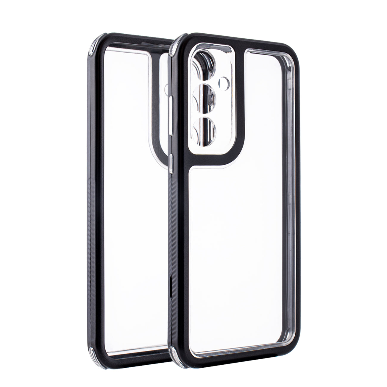 Heavy Duty Transparent Shockproof Protection 3-in-1 Hybrid Protective Case For GALAXY A55 5G In Black - Crystal Clear & Reliable