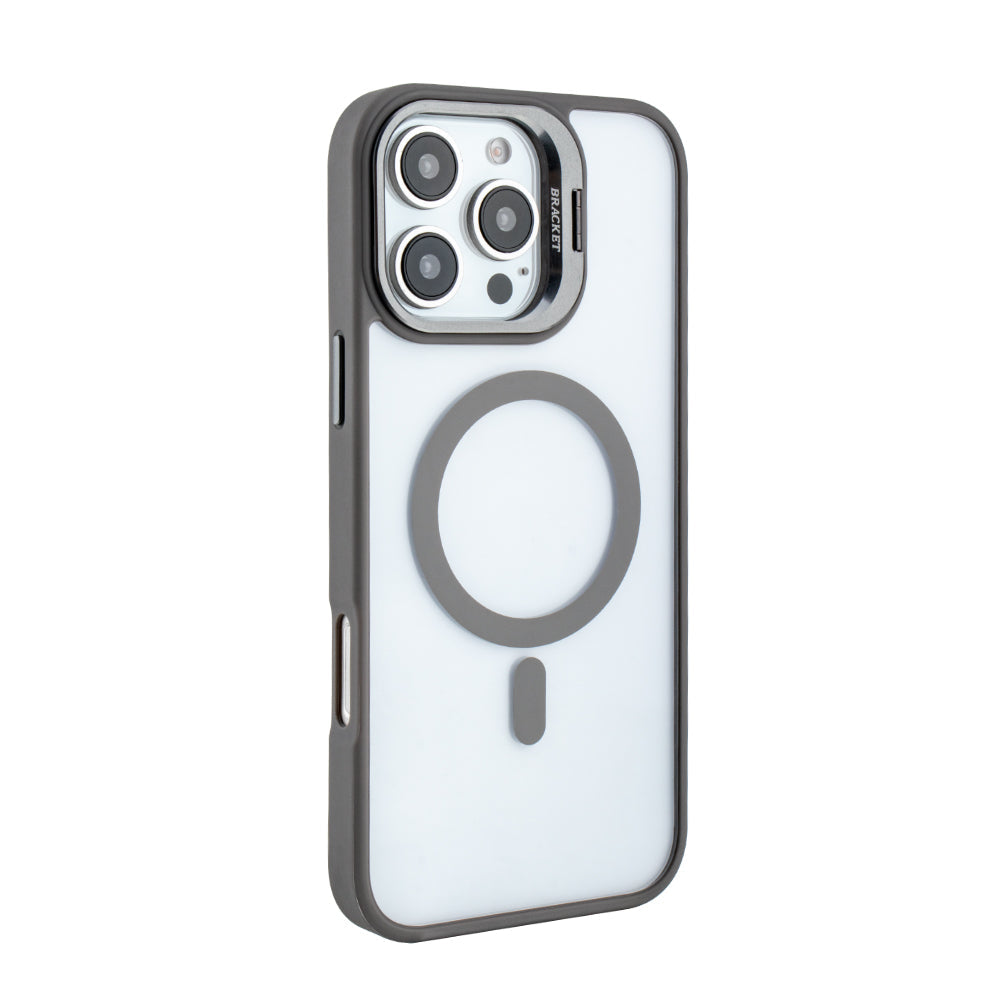 iPhone 16 Pro Compatible Magnetic Phone Case (Grey) with Built-in Invisible Kickstand Compatible with iPhone 16 Pro MAX - Premium Protection by