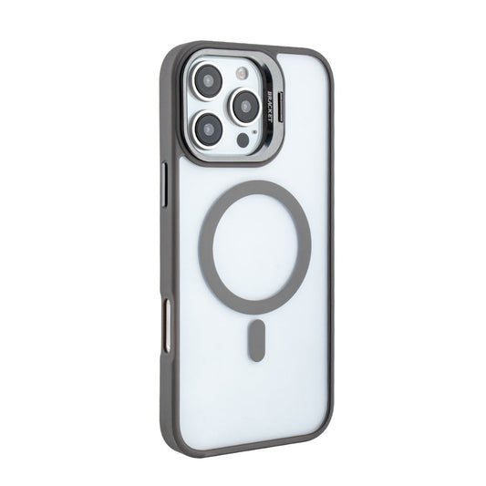 iPhone 16 Pro Compatible Magnetic Phone Case (Grey) with Built-in Invisible Kickstand Compatible with iPhone 16 Pro MAX - Premium Protection by