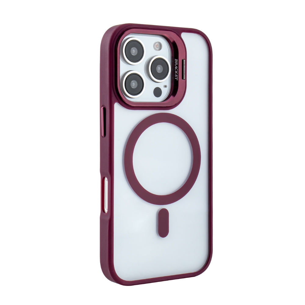 iPhone 16 Pro Compatible Magnetic Phone Case (Red) with Built-in Invisible Kickstand Compatible with iPhone 16 Pro - Crystal Clear Protection by