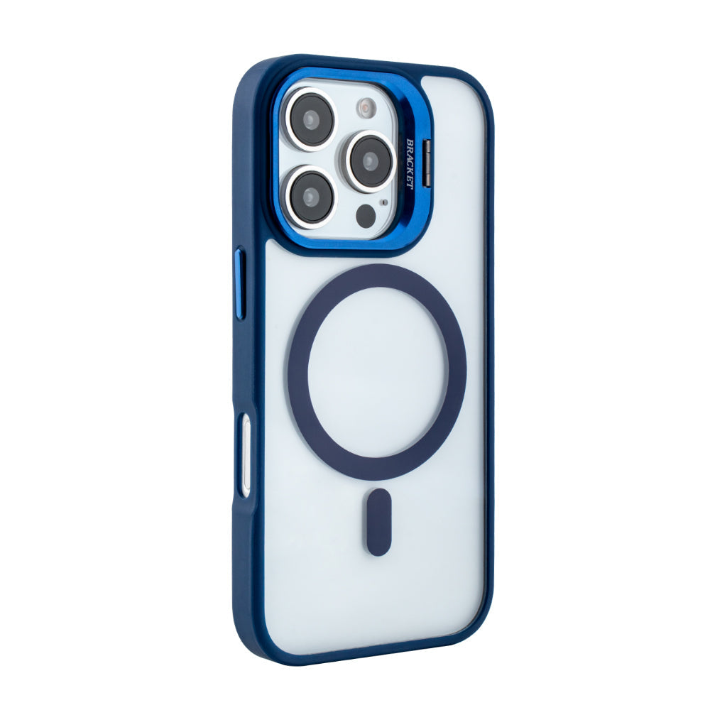 iPhone 16 Pro Compatible Magnetic Phone Case (Blue) with Built-in Invisible Kickstand Compatible with iPhone 16 Pro - Shockproof Protection by