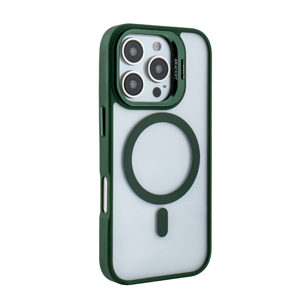 iPhone 16 Pro Compatible Magnetic Phone Case (Green) with Built-in Invisible Kickstand Compatible with iPhone 16 Pro - Crystal Clear Protection by