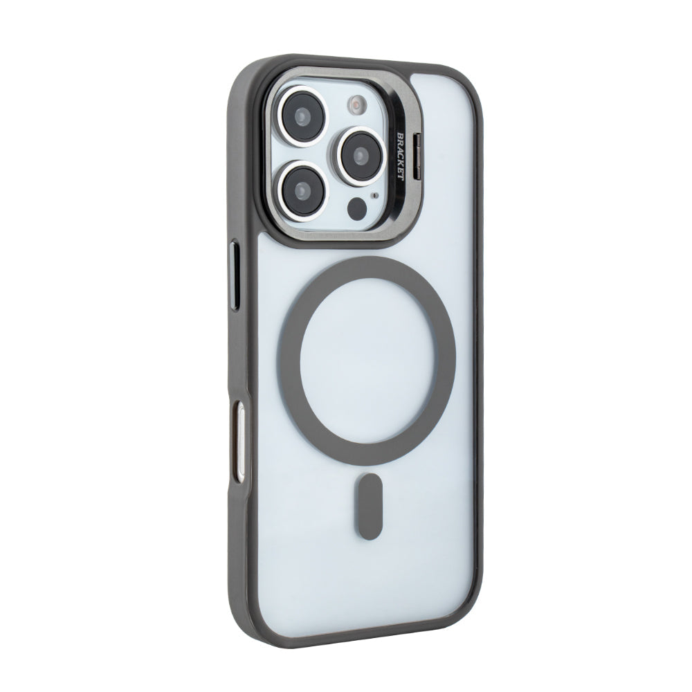 iPhone 16 Pro Compatible Magnetic Phone Case (Grey) with Built-in Invisible Kickstand Compatible with iPhone 16 Pro - Durable Protection by
