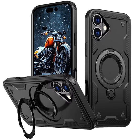iPhone 16 Plus Compatible 360 Degree Rotating Magnetic Versatile Stand Black Compatible with iPhone 16 Plus - Heavy Duty Protection by