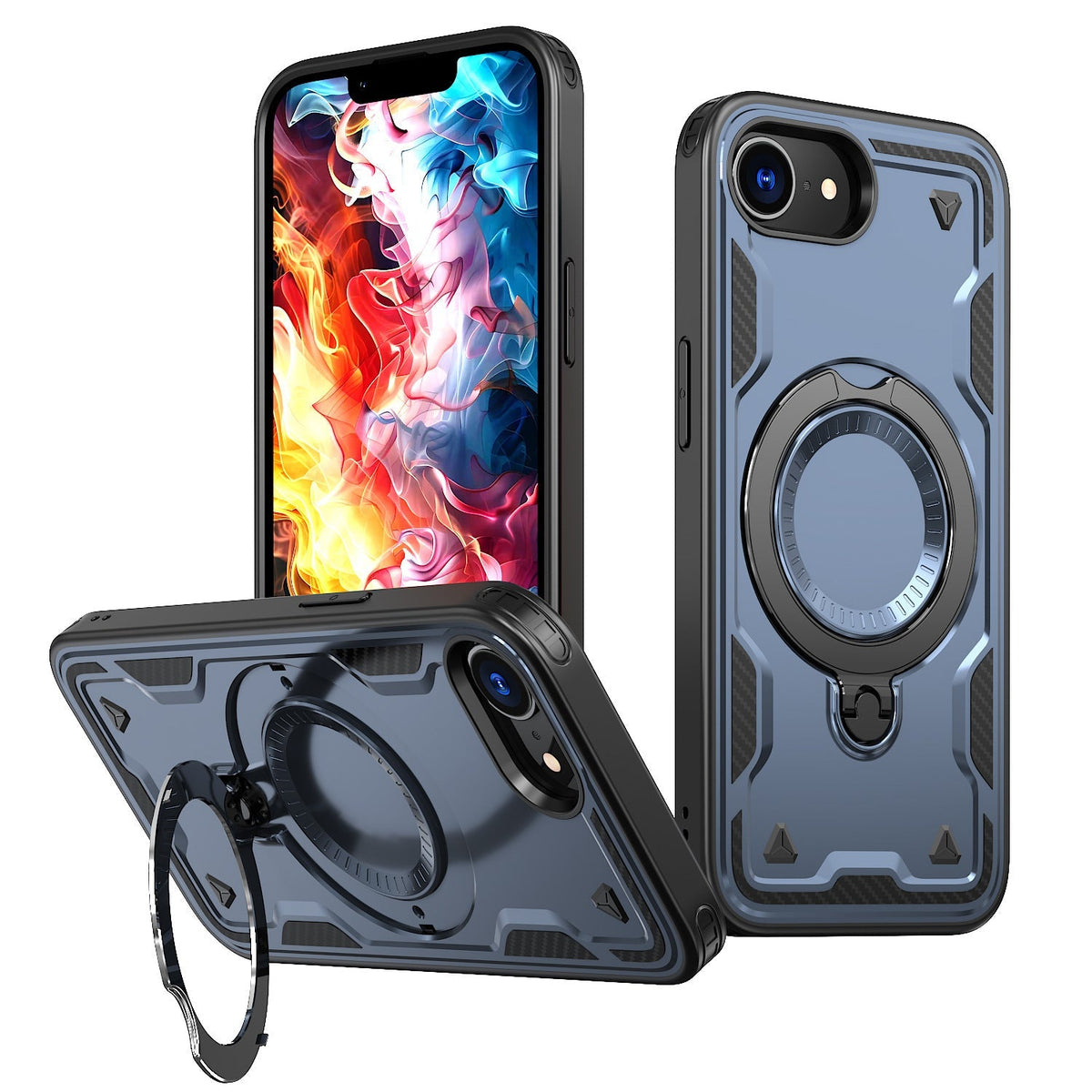 iPhone 16 Compatible 360¡ã Rotating Magnetic Versatile Stand Gray Compatible with iPhone 16E - Crystal Clear Protection by