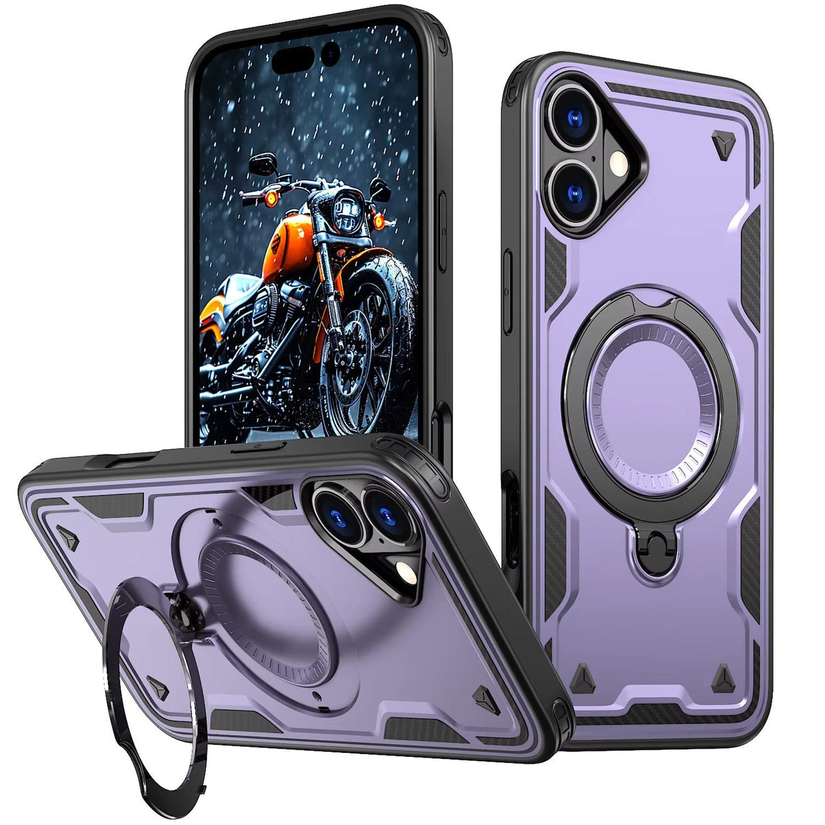 iPhone 16 Compatible 360 Degree Rotating Magnetic Versatile Stand Purple Compatible with iPhone 16 - Durable Protection by