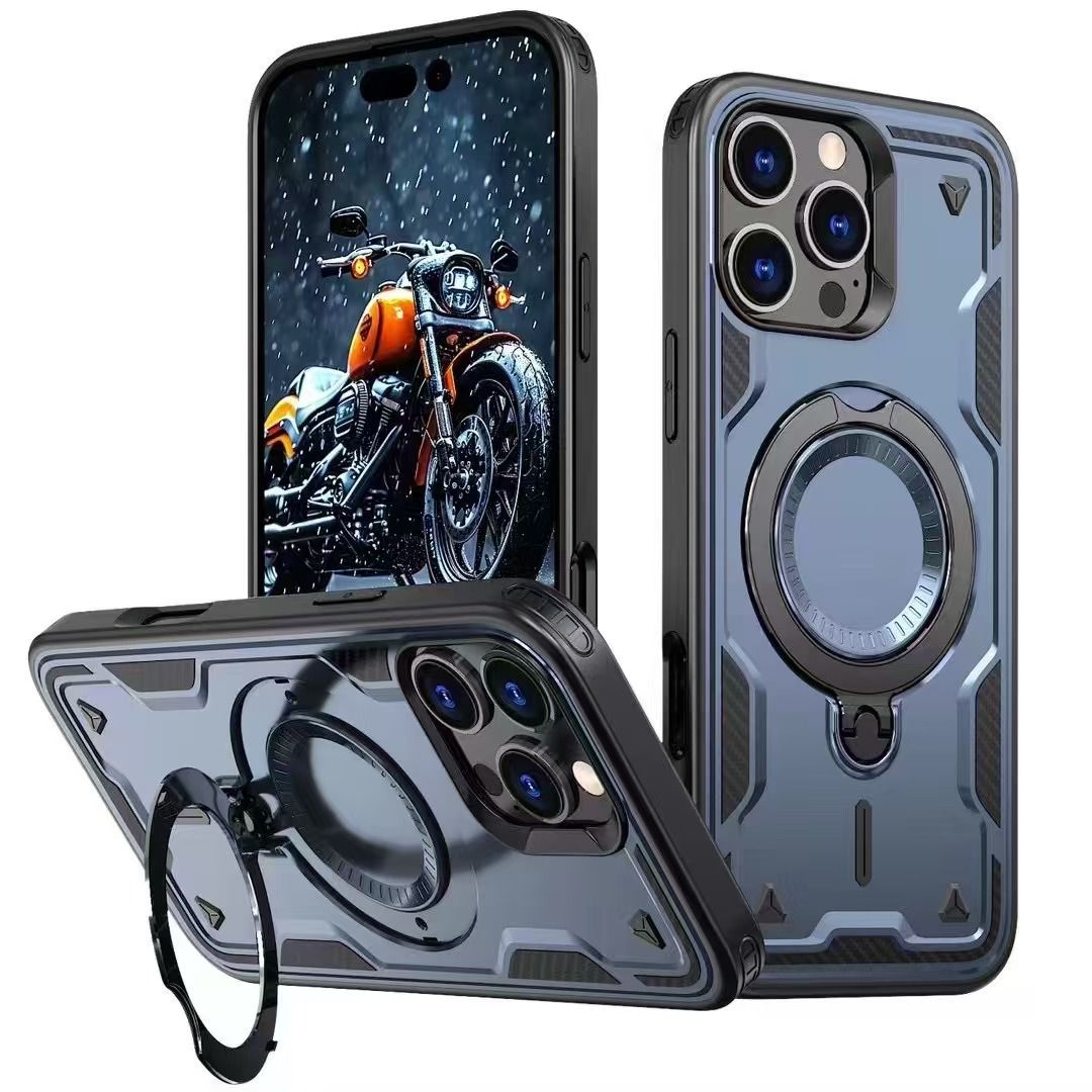 iPhone 16 Pro Compatible 360 Degree Rotating Magnetic Versatile Stand Navy Blue Compatible with iPhone 16 Pro - Ultra-Slim Protection by