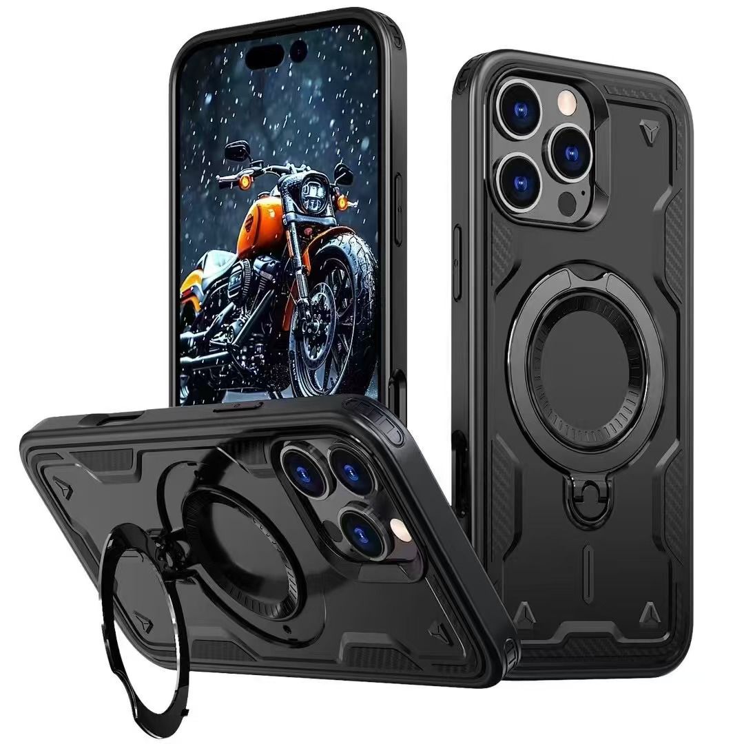iPhone 16 Pro Compatible 360 Degree Rotating Magnetic Versatile Stand Black Compatible with iPhone 16 Pro - Heavy Duty Protection by