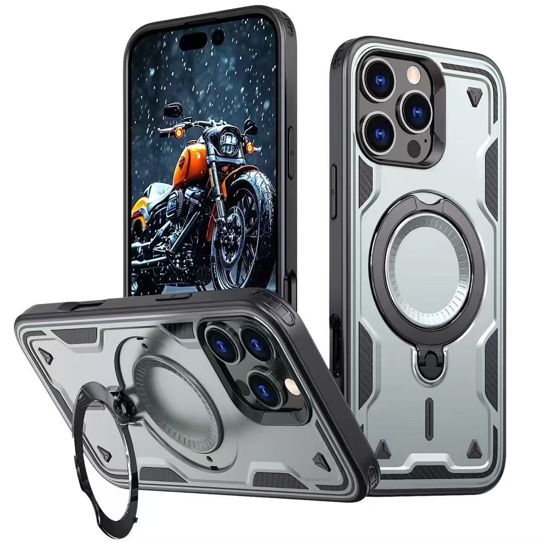 iPhone 16 Pro Compatible 360 Degree Rotating Magnetic Versatile Stand Gray Compatible with iPhone 16 Pro Max - Premium Protection by