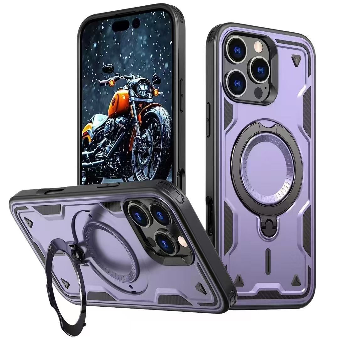 iPhone 16 Pro Compatible 360 Degree Rotating Magnetic Versatile Stand Purple Compatible with iPhone 16 Pro Max - Durable Protection by