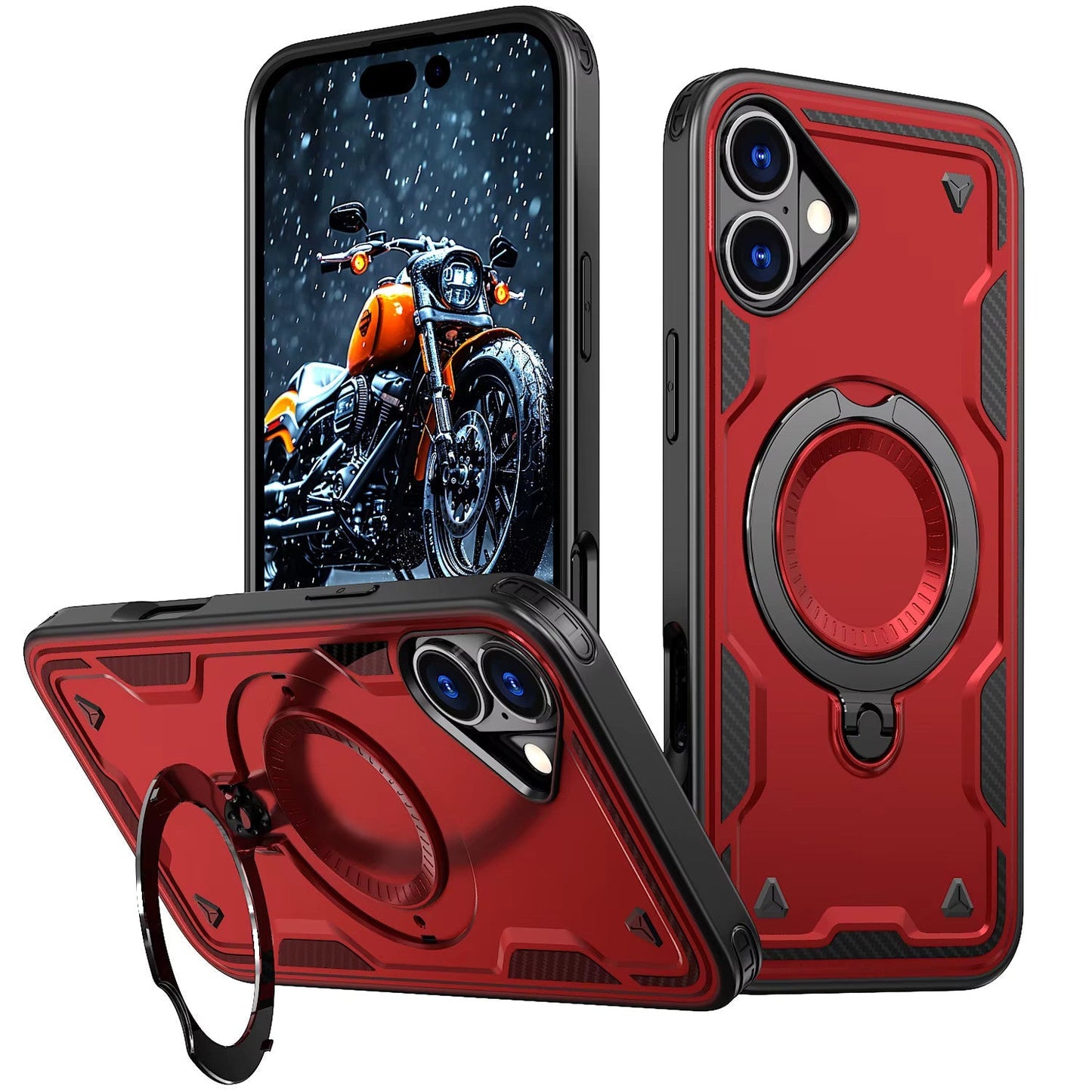 iPhone 16 Compatible 360 Degree Rotating Magnetic Versatile Stand Red Compatible with iPhone 16 - Ultra-Slim Protection by