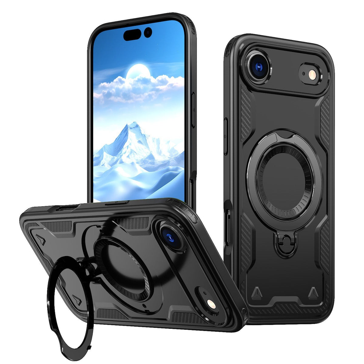 iPhone 17 Compatible 360-degree Rotating Magnetic Versatile Stand Black Compatible with iPhone 17 AIR - Crystal Clear Protection by