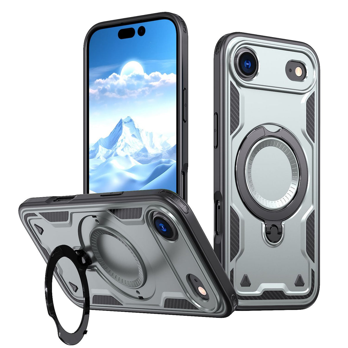 iPhone 17 Compatible 360-degree Rotating Magnetic Versatile Stand Gray Compatible with iPhone 17 AIR - Ultra-Slim Protection by