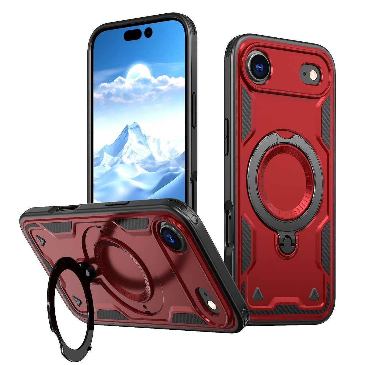iPhone 17 Compatible 360-degree Rotating Magnetic Versatile Stand Red Compatible with iPhone 17 AIR - Premium Protection by