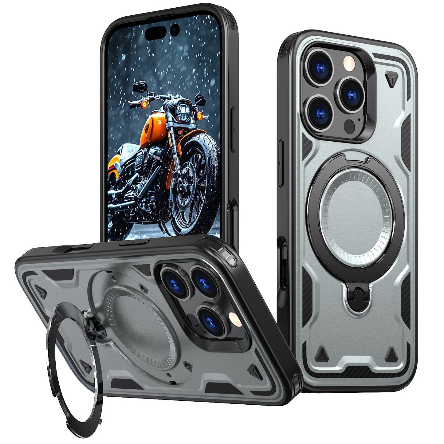 iPhone 17 Compatible 360-degree Rotating Magnetic Versatile Stand Gray Compatible with iPhone 17 - Shockproof Protection by