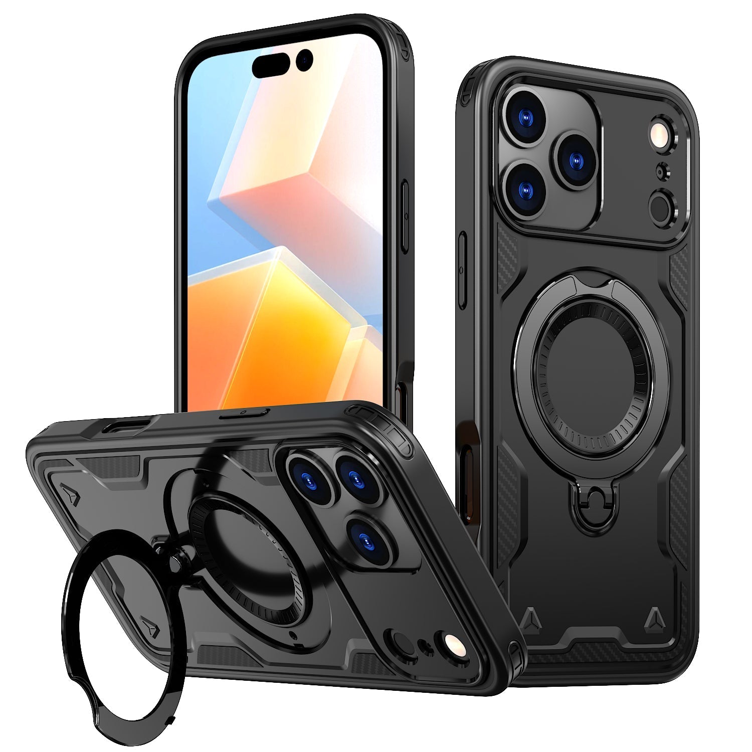 iPhone 17 PRO Compatible 360-degree Rotating Magnetic Versatile Stand Black Compatible with iPhone 17 PRO MAX - Ultra-Slim Protection by
