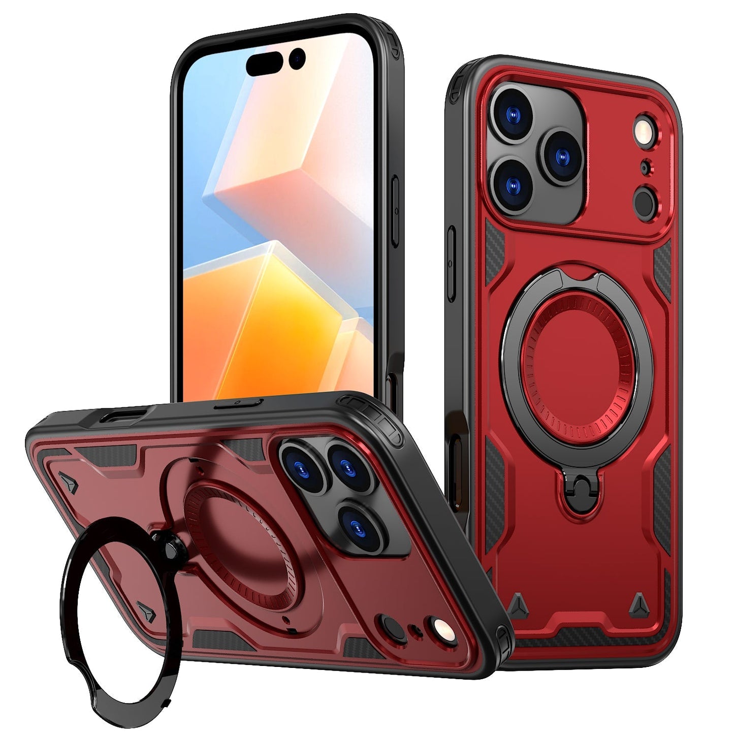 iPhone 17 PRO Compatible 360-degree Rotating Magnetic Versatile Stand Red Compatible with iPhone 17 PRO - Ultra-Slim Protection by