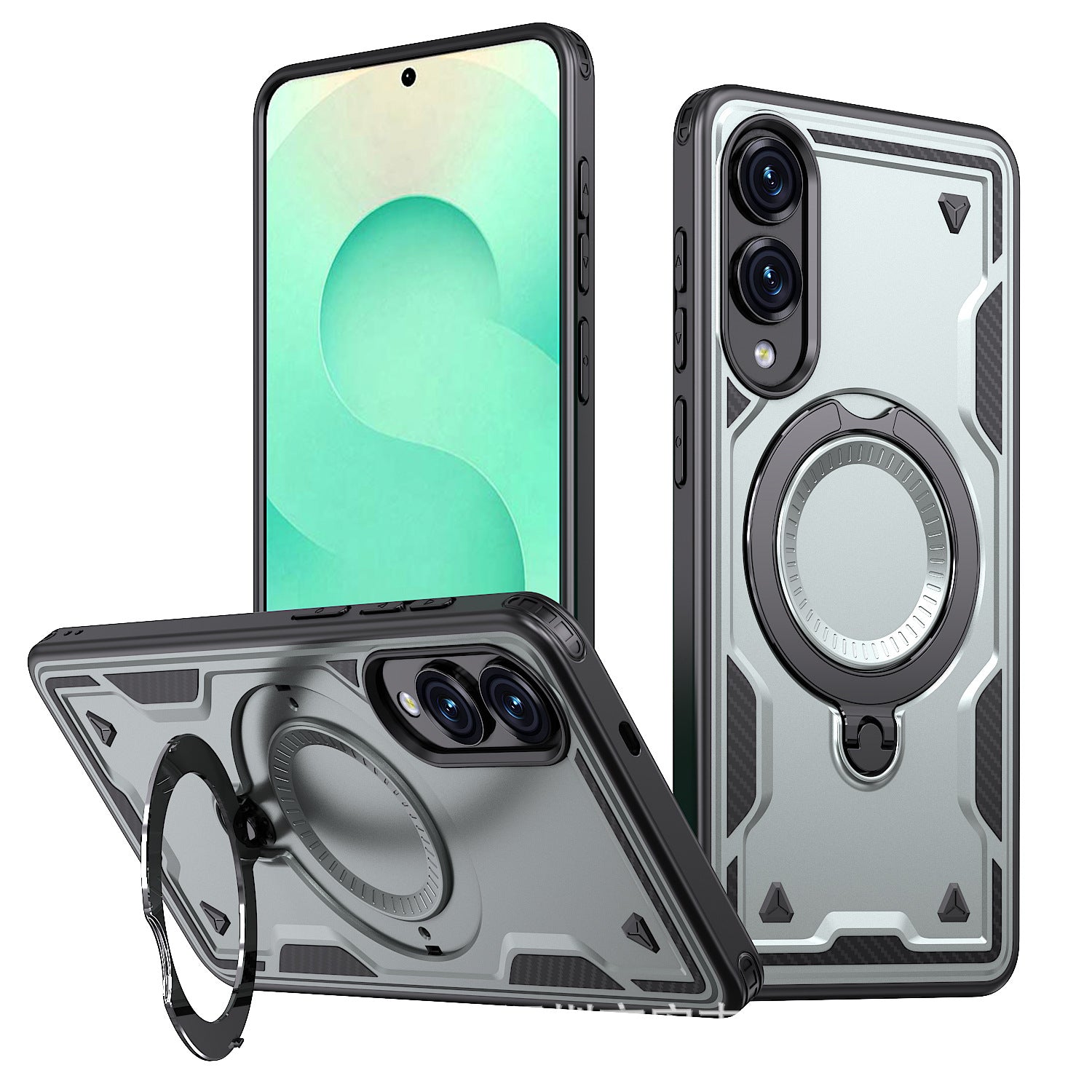 360¡ã Rotating Magnetic Versatile Stand Gray Compatible with iPhone Samsung Galaxy S25 EDGE - Heavy Duty & Reliable