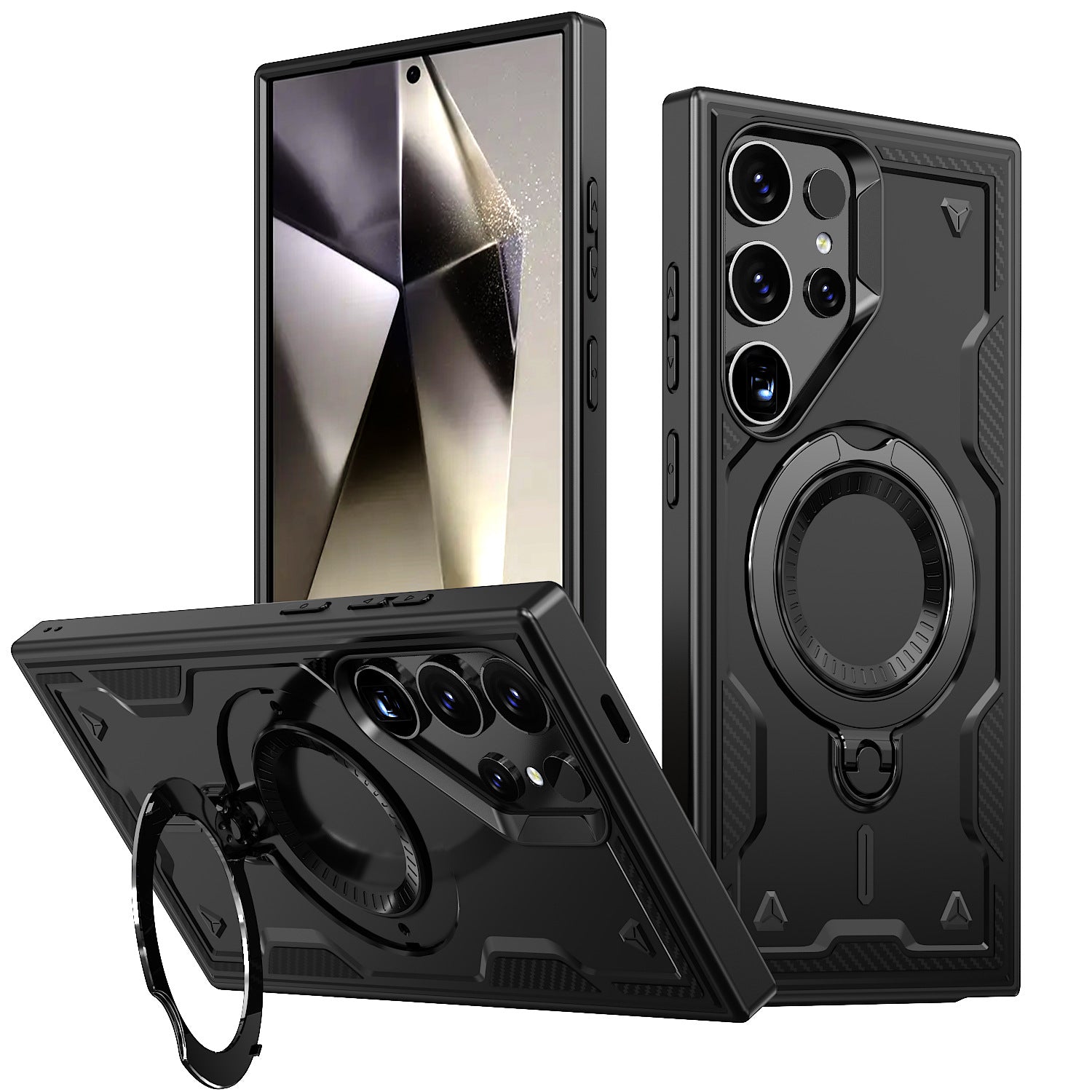 360 Degree Rotating Magnetic Versatile Stand Black Compatible with Samsung Galaxy A15 5G - Premium & Reliable