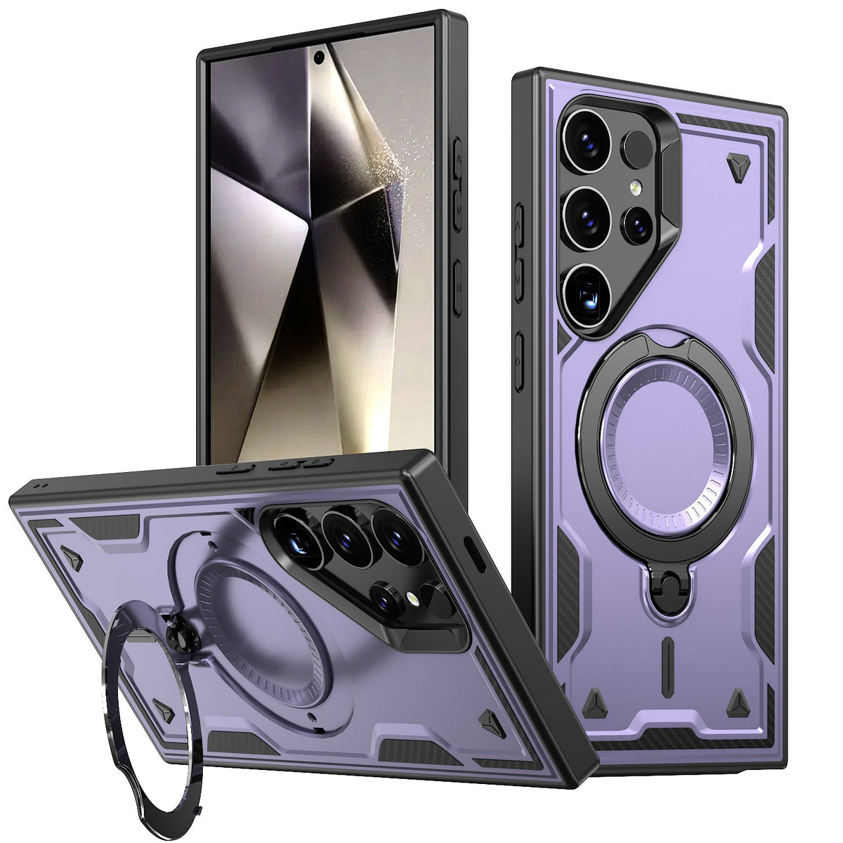 360 Degree Rotating Magnetic Versatile Stand Purple Compatible with iPhone Samsung Galaxy S25 Ultra - Ultra-Slim & Reliable