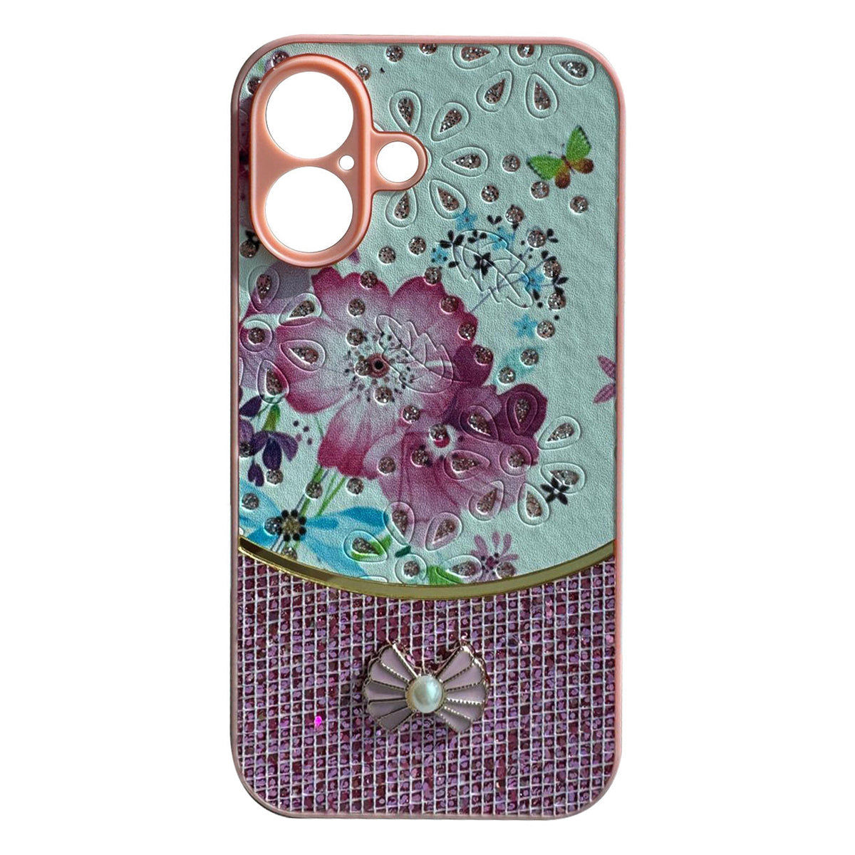 iPhone 16 Compatible Sparkle Glitter Bling Phone Case in Pink With Colorful Cover For iPhone 16 - Shockproof Protection by